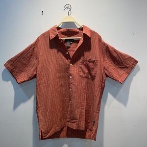 Men’s Hemp/Cotton “OF THE EARTH” Burnt Siena Plaid Button Down | Men’s Medium